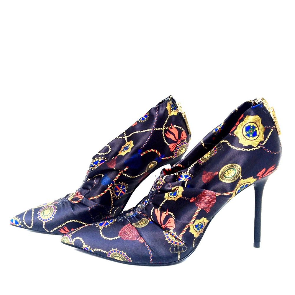 ZARA Ruched Pointed Silk Heel Booties